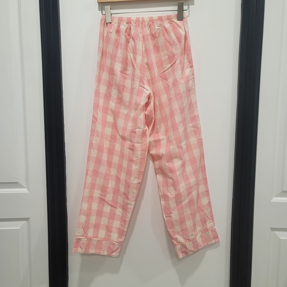 DÔEN Paz Pajama Set in Rosette Gingham Pink White Organic Cotton XS Cottagecore - Picture 12 of 17